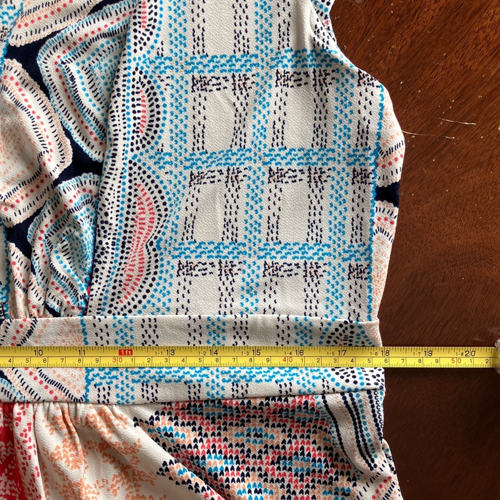 Dana Buchman Boho Maxi Dress Cream Multi Color Geometric Print Flowy Size L NWOT - Picture 9 of 14